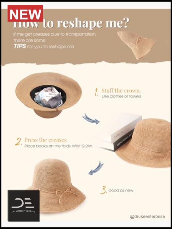 Handmade Straw Sun Hat Foldable Packable Floppy Travel Essentials